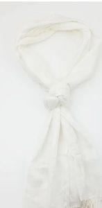 White Lightweight Lurex Scarf with Tassels